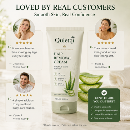 Quietqi Natural Gentle Hair Removal Cream | For Women & Men, Sensitive Skin