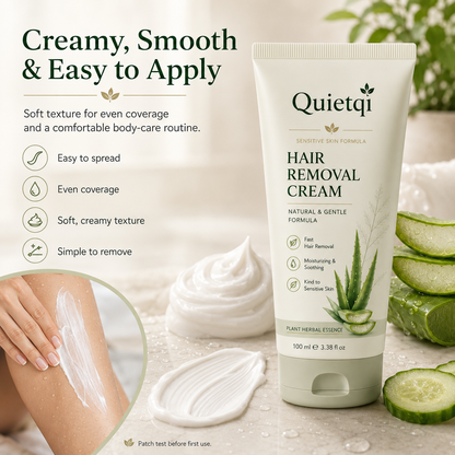 Quietqi Natural Gentle Hair Removal Cream | For Women & Men, Sensitive Skin
