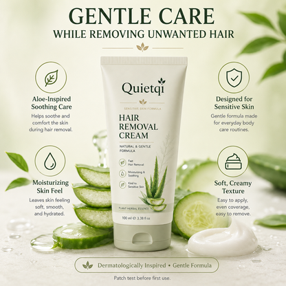 Quietqi Natural Gentle Hair Removal Cream | For Women & Men, Sensitive Skin