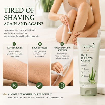 Quietqi Natural Gentle Hair Removal Cream | For Women & Men, Sensitive Skin